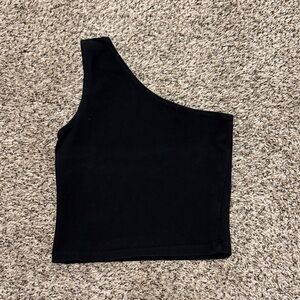 Brandy Melville Black One-Shoulder Crop Top